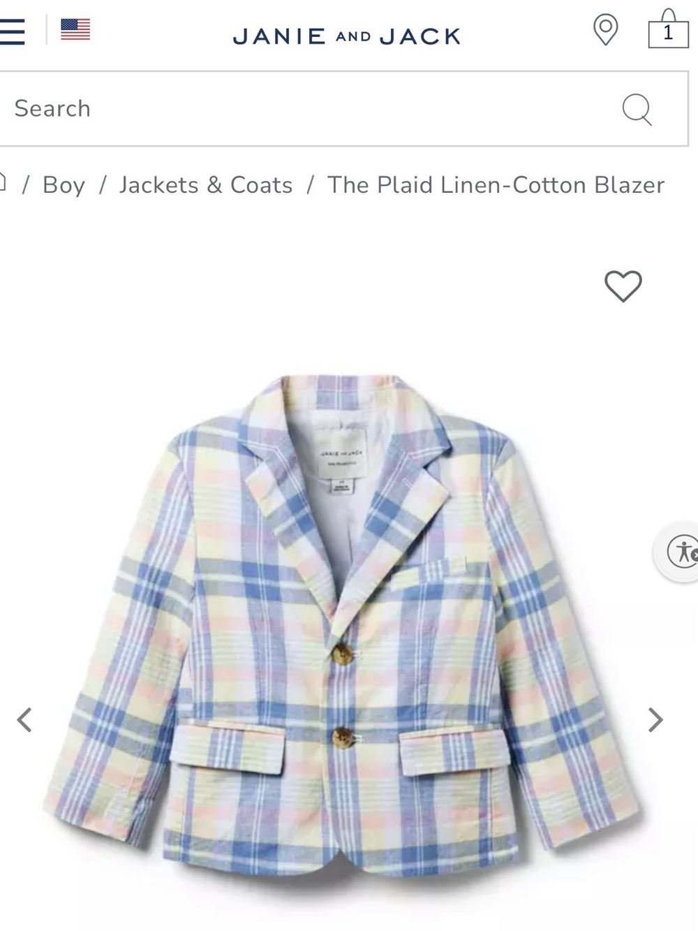 Janie and Jack Pastel Plaid Blazer in Blue, Cream & Pink